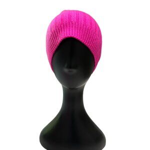 Talbots 100% Cashmere Rib Knit Beanie Hat – Neon Pink – NWT